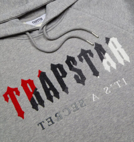 Trapstar Chenille Decoded Hooded Tracksuit – Grey/Red