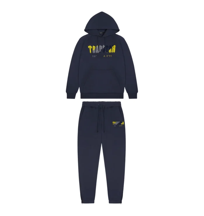 Chenille Decoded Hoodie Tracksuit – Navy/Yellow