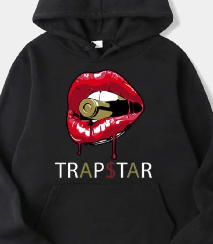 Trapstar Red Lips Hoodie Black